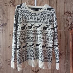 Forever 21 Reindeer Fair Isle Christmas Holiday Sweater Size Small